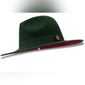 MEN'S MONTIQUE HUNTER 100% WOOL FELT 3 1/8" BRIM RED BOTTOM FEDORA HAT. H80